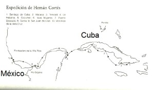 Lám 1. Ruta de Cortés desde Cuba hasta Veracruz